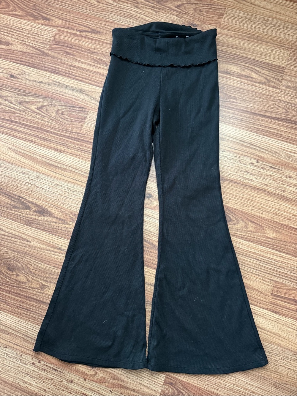 SO Girls Black Flare Pants with Fold-Over Waist size 8